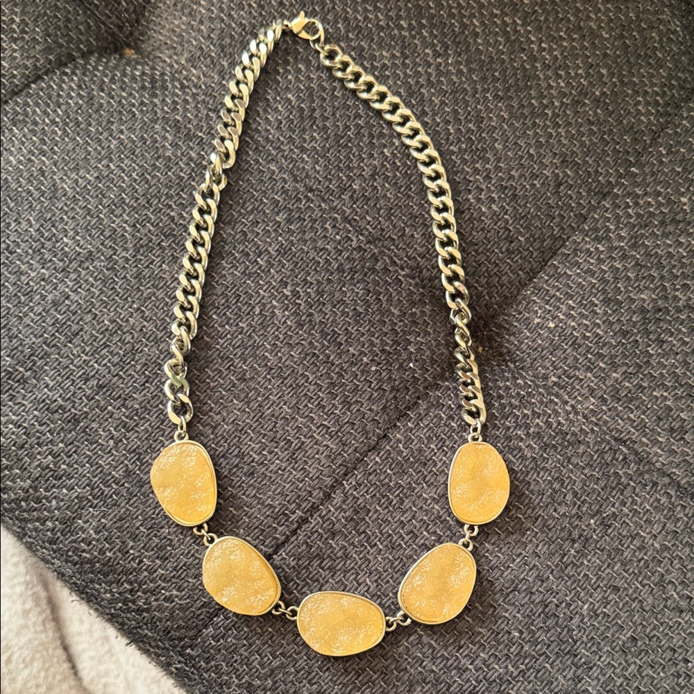 Gold Chain Necklace with Yellow Stones